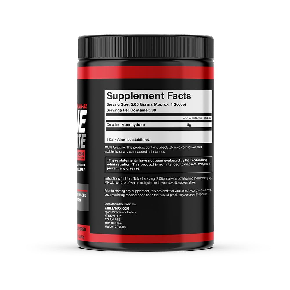 ATHLEAN-X X-CREATINE Pure Micronized Creatine Monohydrate Powder - Supports Muscle Strength, Power, and Recovery - Gluten-Free, Non-GMO, Performance Enhancing Supplement (90 Servings)