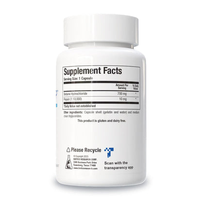 Biotics Research Betaine Plus HP - High Potency Hydrochloric Acid Supplement, Supports Digestive Function 90 Capsules