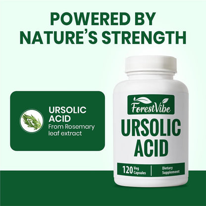 Ursolic Acid Supplement 300mg, 120 Vegan Capsules | Natural Rosemary Leaf Extract, 1 Month Supply, Non-GMO & Gluten Free Ursolic Acid Capsules for Men and Women