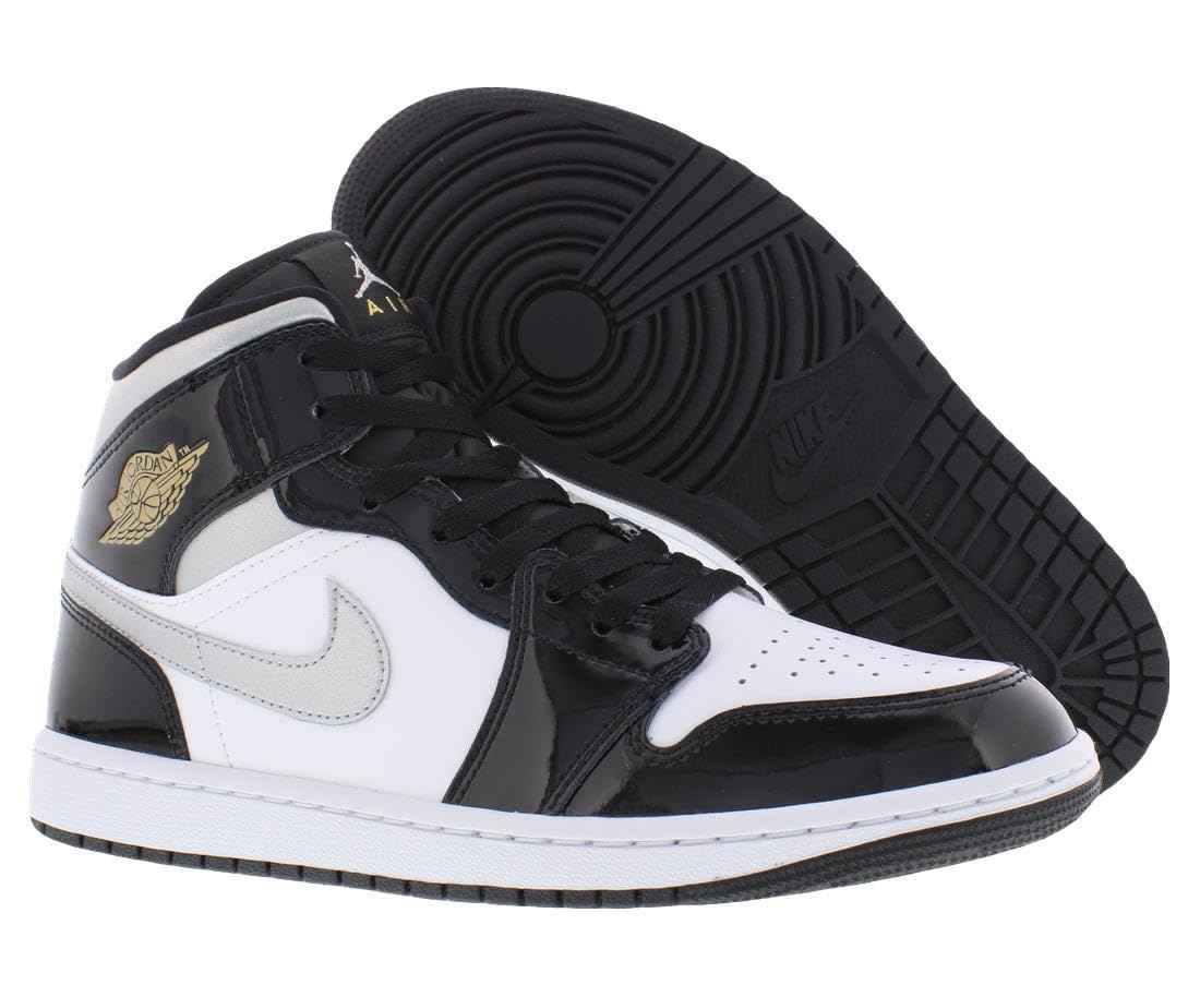 Nike Air Jordan 1 Mid SE Mens Trainers HV0789 Sneakers Shoes (UK 9 US 10 EU 44, Black Metallic Silver White 010)