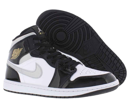 Nike Air Jordan 1 Mid SE Mens Trainers HV0789 Sneakers Shoes (UK 9 US 10 EU 44, Black Metallic Silver White 010)