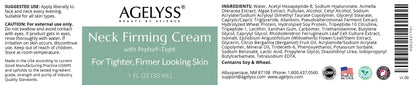 Agelyss Neck Firming Cream - With Pepha-Tight and Gatuline Expression - Paraben-Free, Cruelty-Free, Vegan - 1 FL OZ - Pack of 1