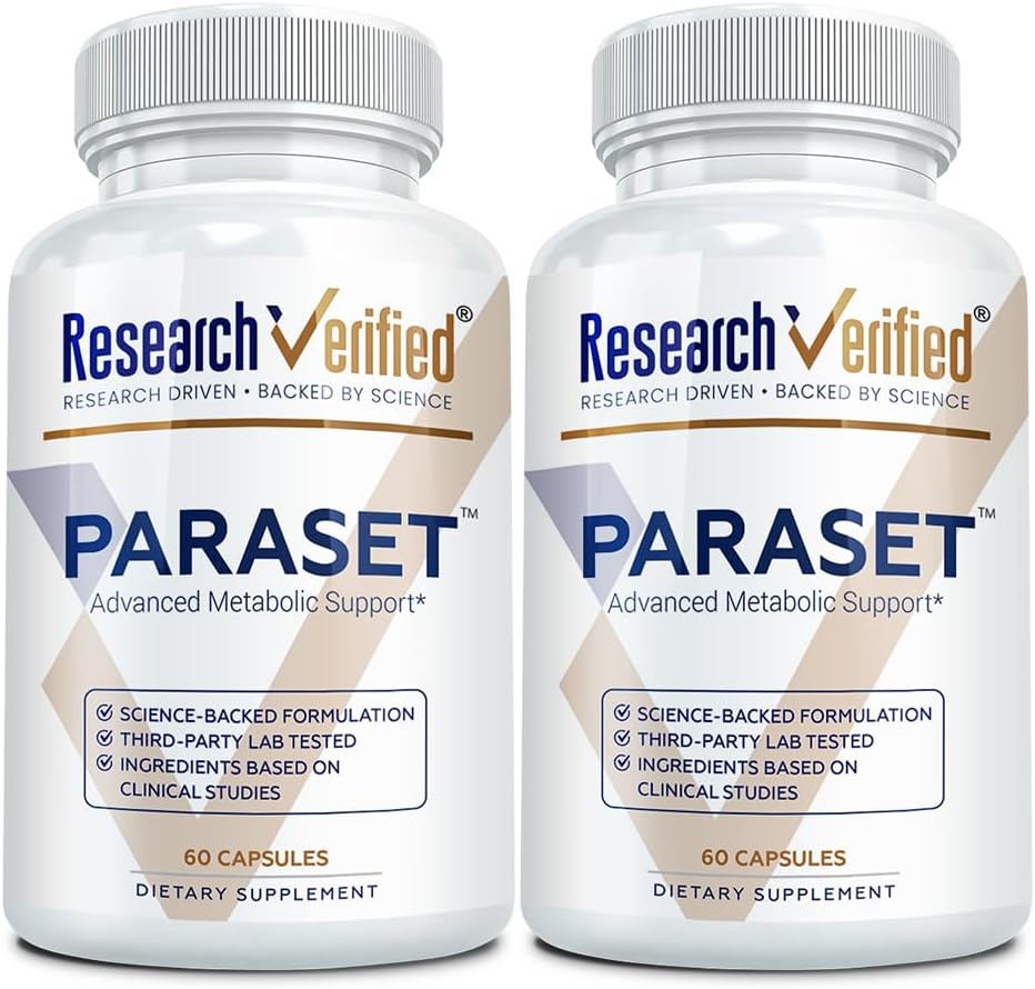Research Verified Paraset - 120 Capsules - Natural Gut Health Enhancer - Garlic Bulb, Papain, Sweet Wormwood, Black Walnut, BioPerine - Vegan