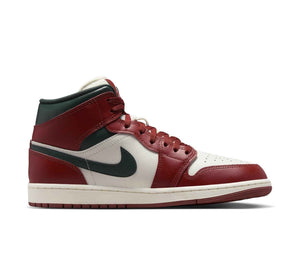 NIKE Air Jordan 1 Mid Men's Trainers Sneakers, Sail Redstone Midnight Green, 11