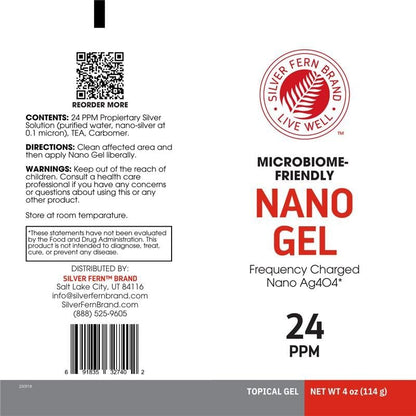 Silver Fern Brand – Nano Gel Frequency Charged Silver 24PPM – Skin Support for Cuts, Burns, Imbalances & Irritations – Fast-Absorbing Silver Gel – Microbiome-Friendly & GRAS Certified – 4 oz | Skin Support for Cuts, Burns, Imbalances & Irritations Fast-Ab