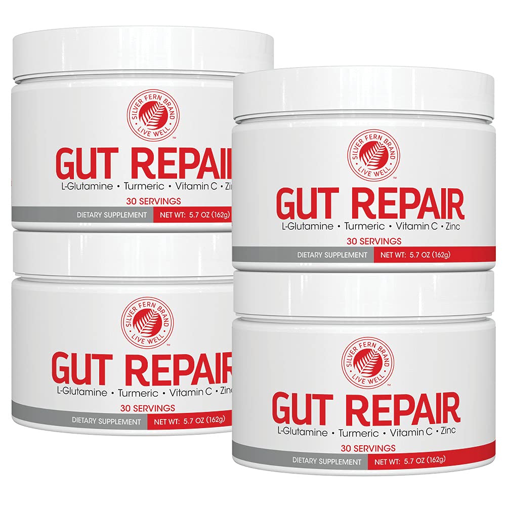 Silver Fern Gut Repair - Digestive Health Supplement Powder | L-Glutamine, Curcumin, Zinc & Ascorbic Acid (1 Tub - 30 Servings)