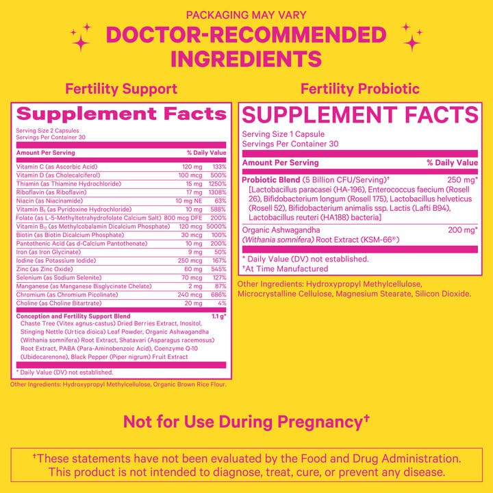 Pink Stork Fertility Supplement for Women and Probiotics for Conception, Support Hormone Balance