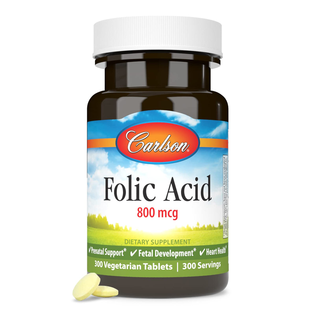 Carlson - Folic Acid, 800 mcg, Provides Important Prenatal Support, 300 tablets