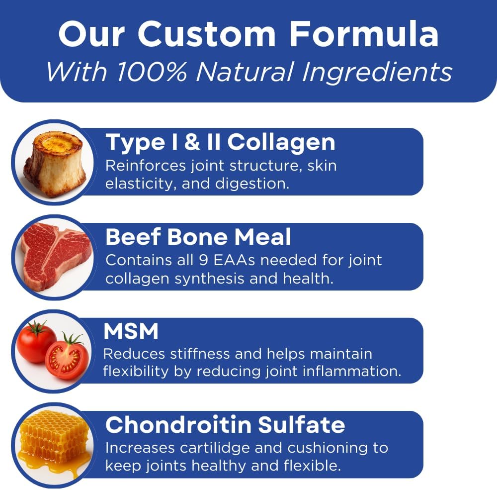 Collagen & Bone Broth for Dogs – Hip + Joint Support, Gut Health for Hair, Skin & Nails – with Glucosamine, MSM, Chondroitin, Turmeric – Natural Treats Made with Real Chicken & Beef