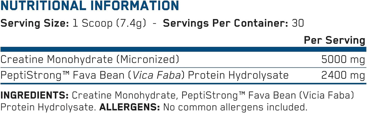 an Performance Creatine Monohydrate + Peptide | Micronized Powder | 5g Creatine, 2.4g PeptiStrong | Vegan, Gluten-Free, Non-GMO | Workout Supplement for Men & Women | Unflavored | 60 Servings