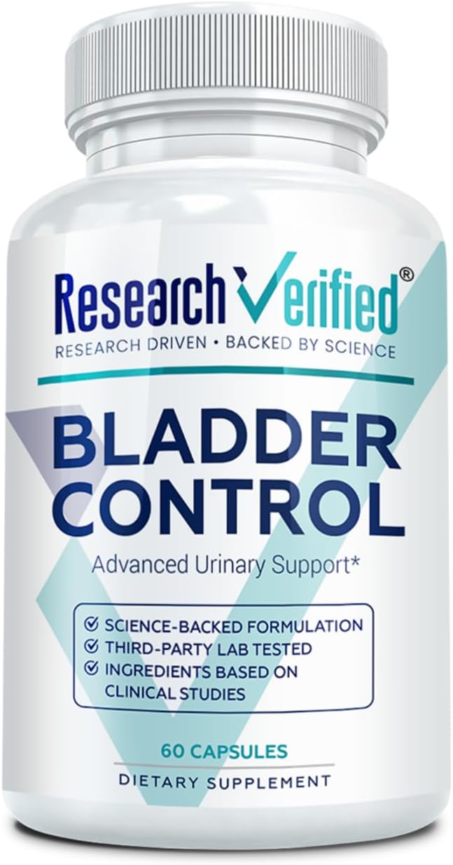 Research Verified Bladder Control - Leakage & Urgency - Pumpkin Seed, Soy Isoflavones, Thiamine - 60 Vegan Capsules - Pack of 1