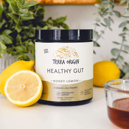 TERRA ORIGIN Healthy Gut Powder (Berry Flavor) |30-Servings with L-Glutamine, Zinc, Glucosamine, Slippery Elm Bark, Marshmallow Root and More!