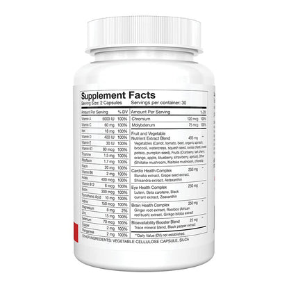 Silver Fern Whole Food Daily Multi Vitamin w/Trace Mineral Blend Supplement | 1 Bottle - 60 Vegicaps - 30 Day Supply - Natural, Non-GMO, Vegan, Men's & Women's Multivitamin - Zero Synthetics