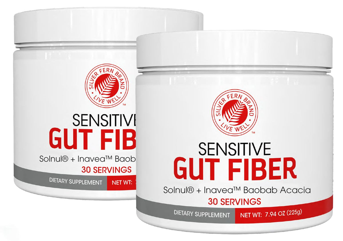 Silver Fern Sensitive Gut Fiber Supplement - Each Tub = 30 Scoops | 30 Day Supply - 6 Grams of Dietary Fiber Per Serving - with Galactomannan Guar Fiber, Baobab Fruit Powder (1 Tub)