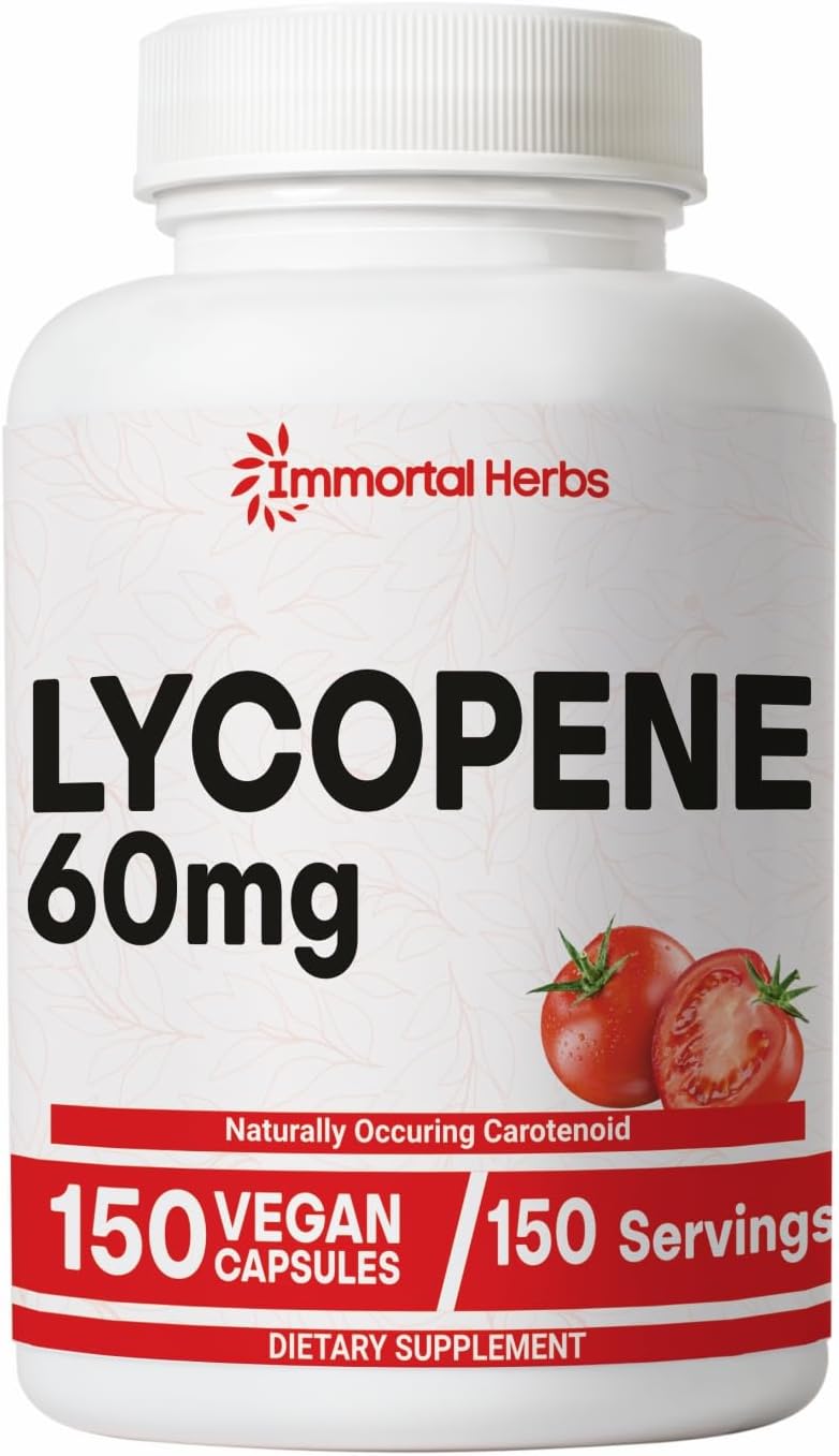 Lycopene Supplement for Men 60mg, 150 Capsules, Natural Tomato Extract Powder, 4 Month Supply, 100% Veg Lycopene Complex, Non-GMO and Gluten Free Carotenoid Supplement