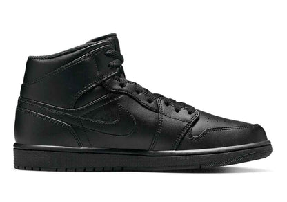 Black Air Jordan 1 Mid Trainers by Nike