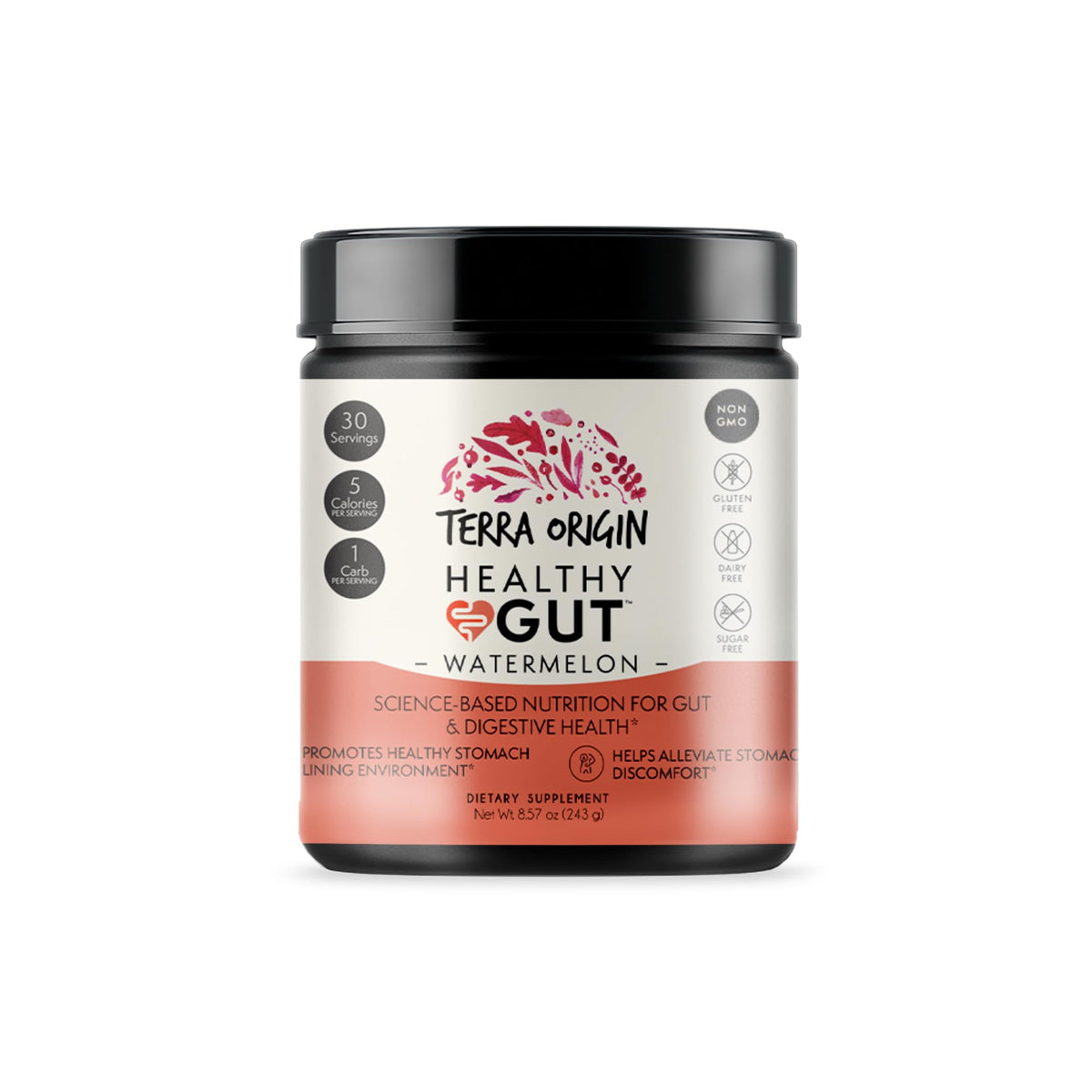 TERRA ORIGIN Healthy Gut Powder (Berry Flavor) |30-Servings with L-Glutamine, Zinc, Glucosamine, Slippery Elm Bark, Marshmallow Root and More!