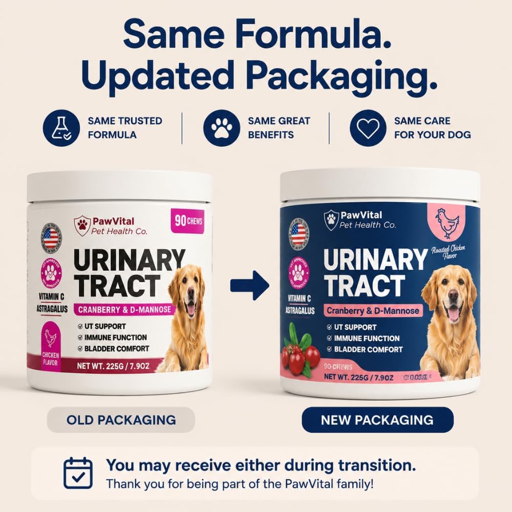 Dog UTI Support Chews, Cranberry Supplement for Dogs with D-Mannose, Urinary Tract & Bladder Support, Dog Cranberry Chews for Bladder Control, Incontinence Support, Chicken Flavor, 90 Soft Chews