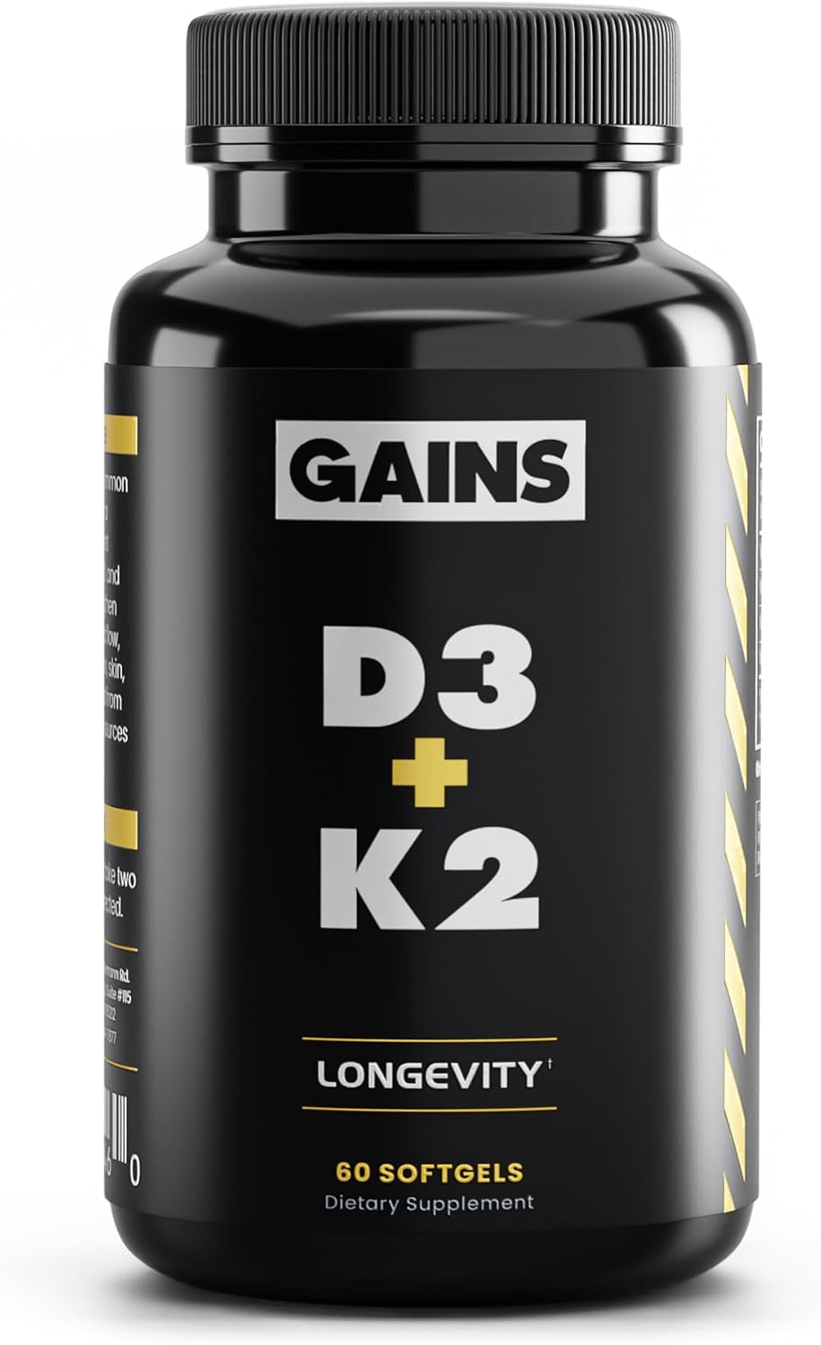 Gains in Bulk D3 K2 Supplement 5000 IU, 60 Softgels