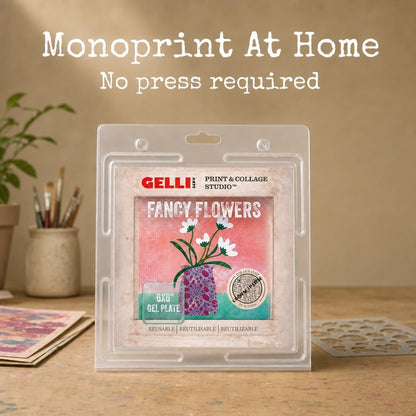 Gelli Arts Gel Printing Plate – Reusable Gel Printing Plate, Printmaking Supplies, Monoprinting at Home, Arts and Crafts – Easy Cleaning & Storage – Made in the USA – 6" x 6" – Blush Bloom