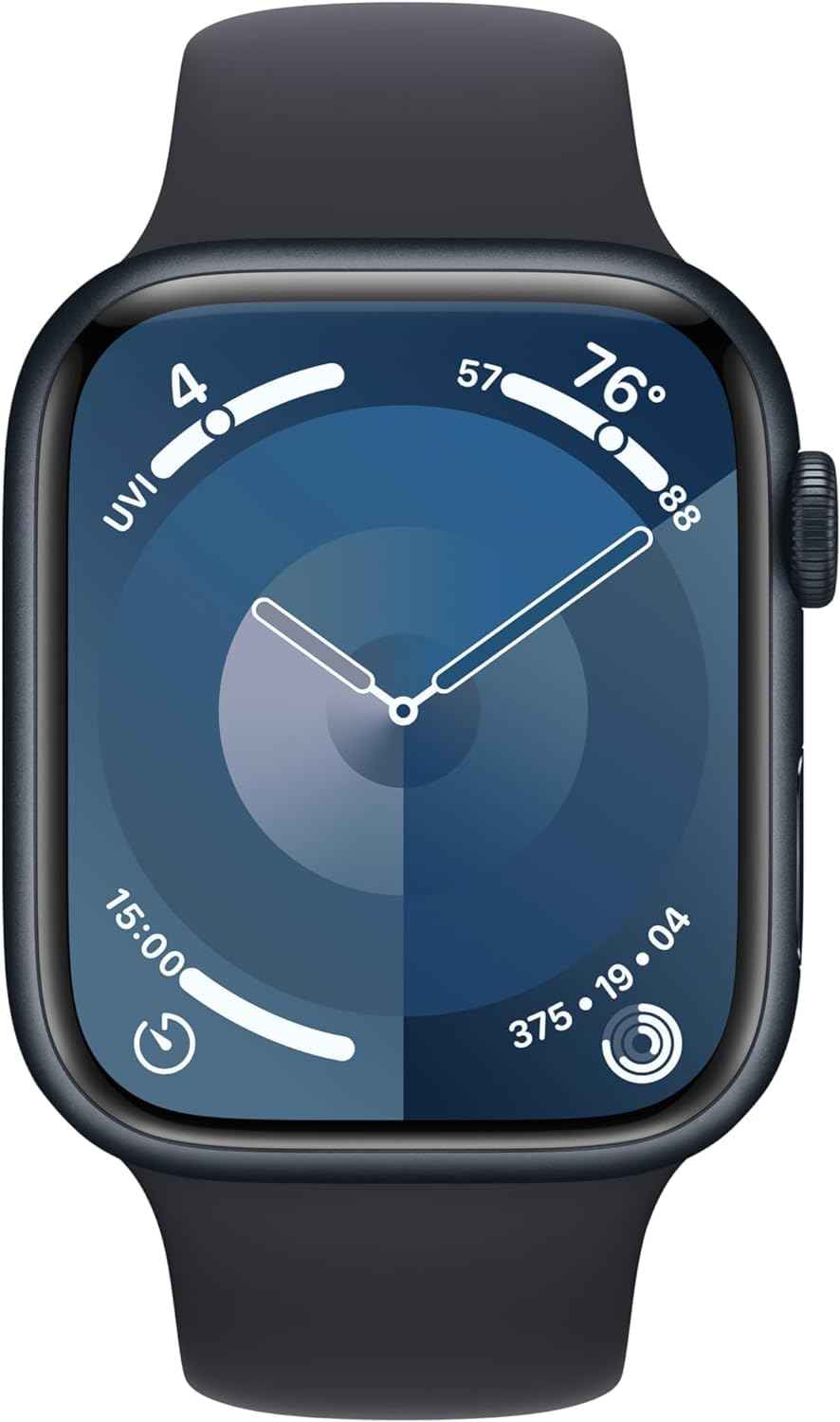 Apple Watch Series 9 [GPS, 45mm] - Midnight Aluminum Case with Midnight Sport Band, M/L (Renewed Premium)