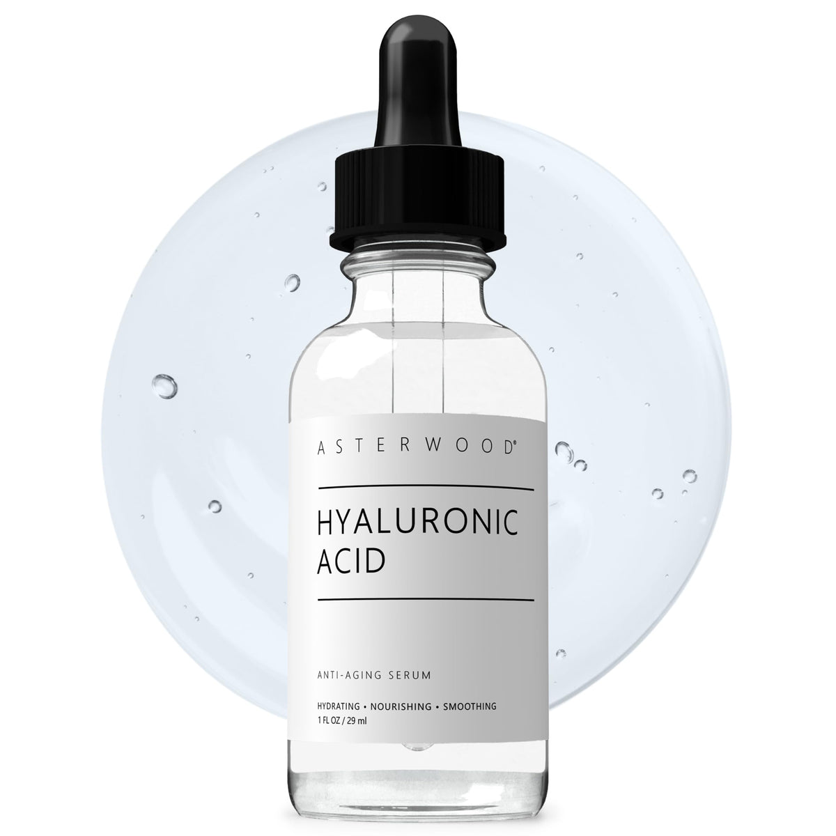 Asterwood Hyaluronic Acid Serum for Face - Plumping, Anti-Aging, Hydrating - Fragrance-Free - 1 Fl Oz