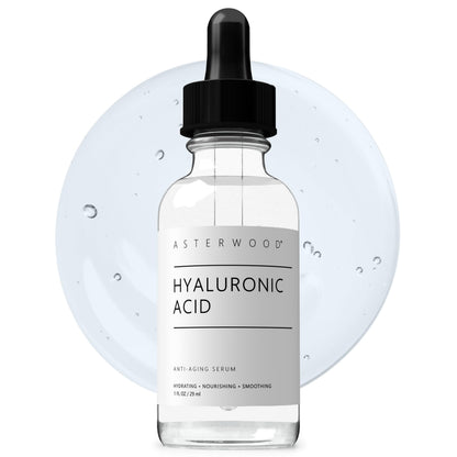 Asterwood Hyaluronic Acid Serum for Face - Plumping, Anti-Aging, Hydrating - Fragrance-Free - 1 Fl Oz