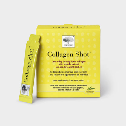 New Nordic Collagen Shot High-Absorbency Premium Liquid Daily Sachets - 15x Hydrolysed Shots - Freshwater Marine Collagen
