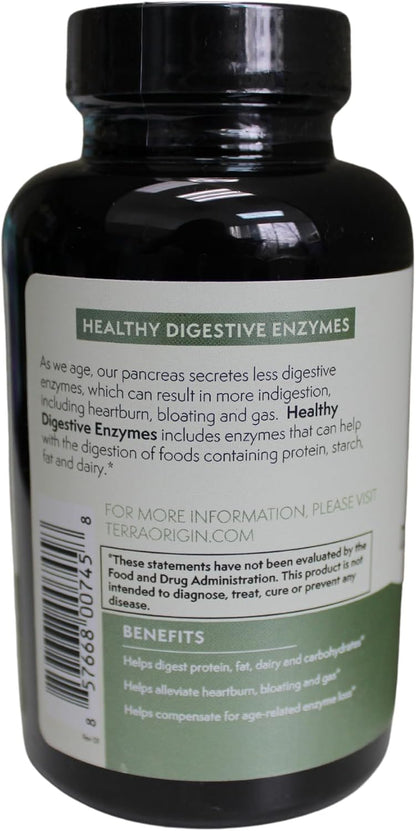 TERRA ORIGIN Digestive Enzymes with Probiotics & Prebiotics | 60 Capsules | Supports Digestive Gut Health | Non GMO, Gluten Free, Vegan | for Women and Men