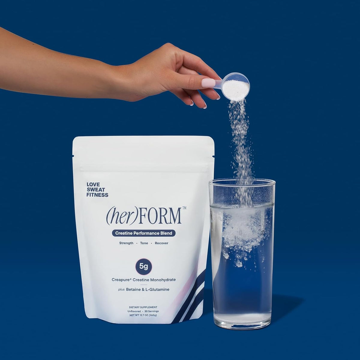 Love Sweat Fitness (her Form | Creatine for Women | 5g Creapure Creatine Monohydrate + L-Glutamine, Betaine, Coconut Water & Electrolytes | Strength, Recovery & Hydration | 30 Servings