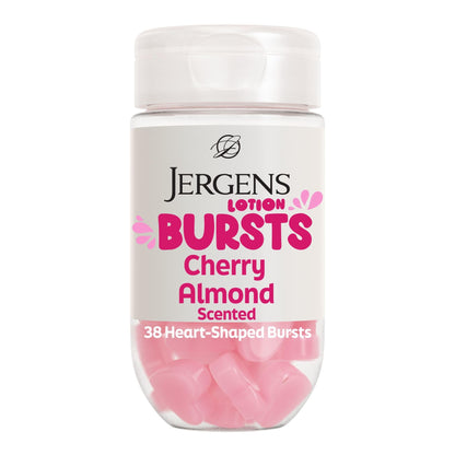 Jergens Cherry Almond Lotion Bursts, Squishy Heart-Shaped Moisturizer Bursts, Lotion Gifts for Teens, 38 Ct