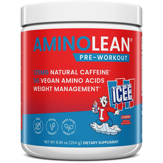 AminoLean Pre Workout Powder & Natural Amino Energy with Vegan BCAA + EAA | Jitter-Free Preworkout Energy from Green Tea + Amino Acids & Weight Management for Women & Men - Vegan, Zero Sugar, No Crash