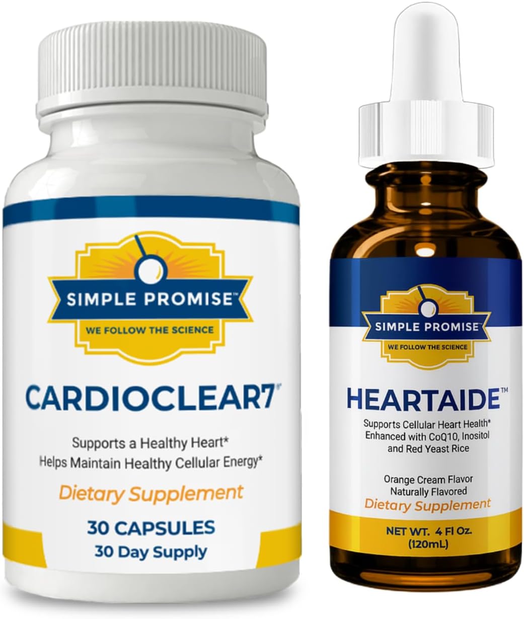 CardioClear7 and HeartAide Bundle - Heart Health - CoQ10 and Red Yeast Rice | Heart Drops-Capsule Pair, For Steady Cardiovascular Wellness, With Shilajit and Inositol, Drops Plus Capsules Daily