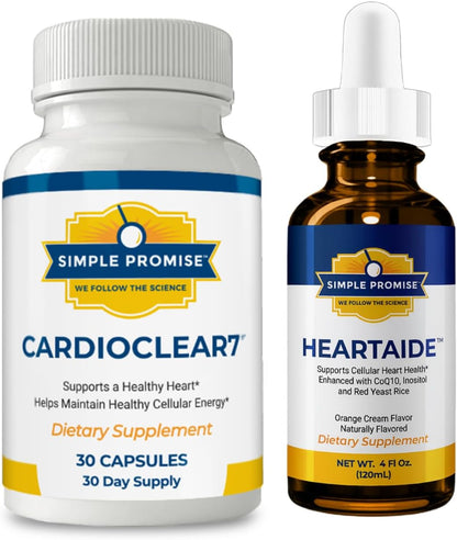 CardioClear7 and HeartAide Bundle - Heart Health - CoQ10 and Red Yeast Rice | Heart Drops-Capsule Pair, For Steady Cardiovascular Wellness, With Shilajit and Inositol, Drops Plus Capsules Daily
