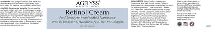 Agelyss Retinol Face Cream - 1% Retinol - Collagen, Hyaluronic Acid - 2 Fl Oz - 60mL - Pack of 1