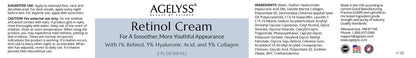 Agelyss Retinol Face Cream - 1% Retinol - Collagen, Hyaluronic Acid - 2 Fl Oz - 60mL - Pack of 1