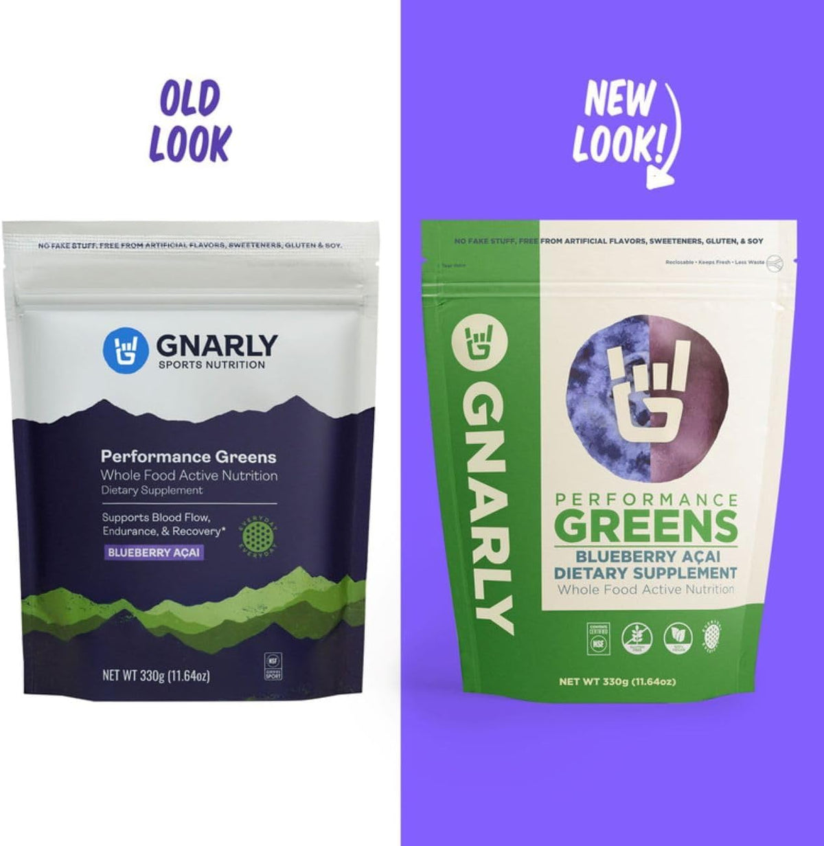 Gnarly Nutrition Greens Superfood Powder – Blueberry Acai Performance Super Greens Powder – NSF Sport Certified – Organic, Probiotics & Essential Micronutrients - Blueberry Acai, 11.64 oz
