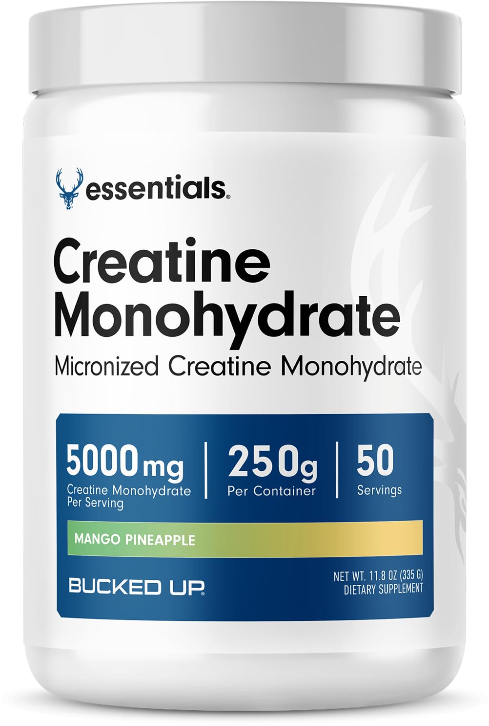 Bucked Up Pure Micronized Creatine Monohydrate for Women and Men - Easy to Mix and Unflavored - 5G Per Serving - 50 Servings - 250 Grams Per Container