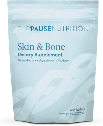 The 'Pause Life Skin & Bone Collagen Peptides + Hyaluronic Acid, 6 OZ | Verisol & Fortibone collagen peptides with hyaluronic acid & vitamin C. Gluten free. Supports skin, nails & hair health.