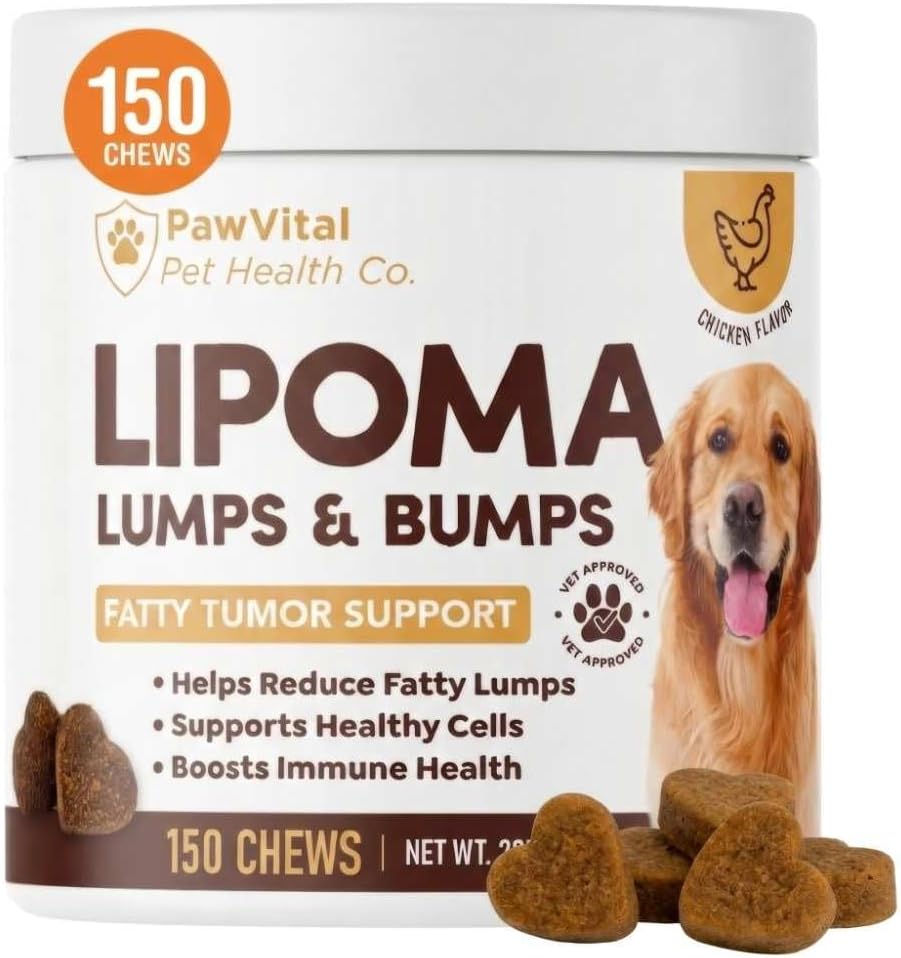 Lipoma Treatment for Dogs – Lumps & Bumps Support, Helps Reduce Fatty Tumors, Turkey Tail Mushroom Chews for Immune Health with L Carnitine, Chicken Flavor, 150 Soft Chews