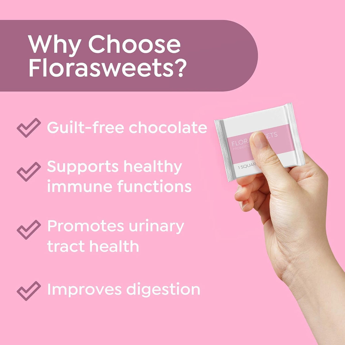 Florasweets Probiotic Chocolates | Gut Health | Chocolate for Weight Management | Metabolism Support | Sugar-Free Chocolate 3-Pack (90 Squares)