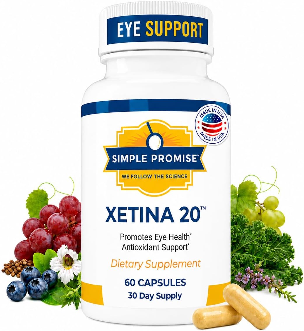 Xetina 20 - Lutein and Zeaxanthin Eye Vitamins - Adults and Seniors Care | Eye Nutrient Complex, Daily Vision Support, Bilberry and Grape Seed, Simple Once-Daily Routine, Non-GMO
