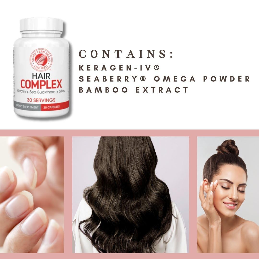 Silver Fern Hair Complex - Hair Supplement for Promoting Healthy Hair | Each Bottle Contains a 30-Day Powder Supply - 1 Bottle