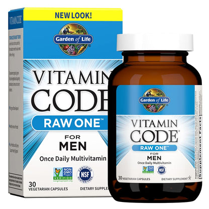 Garden of Life Vitamin Code Raw One for Men, Once Daily Multivitamin, 75 Capsules, One a Day Mens Vitamins plus Fruit, Veggies & Probiotics for Mens Health, Vegetarian Multivitamins