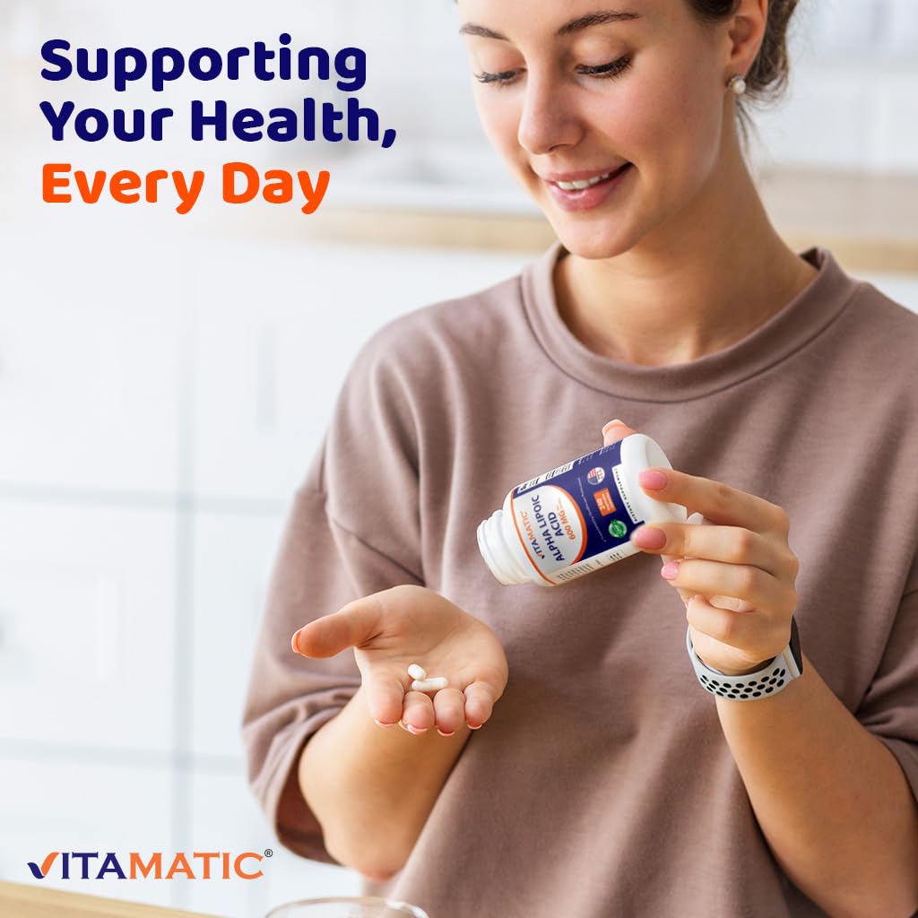 Vitamatic Alpha Lipoic Acid (ALA) 600mg Per Serving - 240 Vegetable Capsules - 120 Servings - Non-GMO & Gluten Free