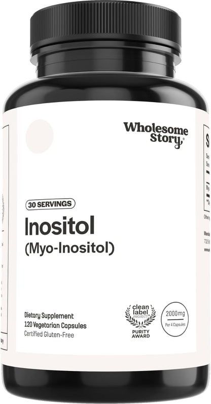 Wholesome Story Myo-Inositol Supplement | Inositol Powder Capsules | Myoinositol | 2000mg Per Serving | 500mg Per Capsule | Male and Female Fertility Supplement | Vitamin B8 | 120 Capsules