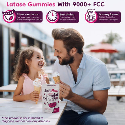 Lactase Enzyme Gummies for Lactose Intolerance, Kids & Adults | 60 Count Chewable Alternative to Lactase Pills - 9,000+ FCC Lactase Enzyme, Vegan, Gluten-Free, Kosher, Made in USA