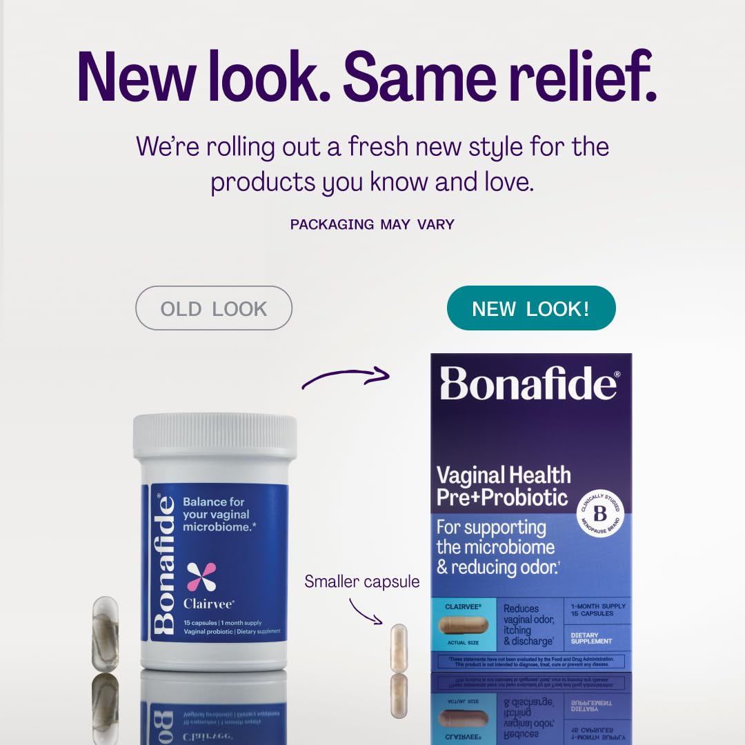 Bonafide Clairvee Vaginal Probiotic for Relief from Odor, Itching, & Discharge. — 1-Month Supply (15 Capsules)