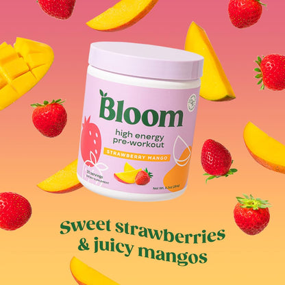 Bloom Nutrition Pre Workout Powder, Raspberry Lemonade, 30 Servings | Beta Alanine, Ginseng and L Tyrosine for Amino Energy, Natural Caffeine from Green Tea Extract, Keto, Sugar Free Drink Mix