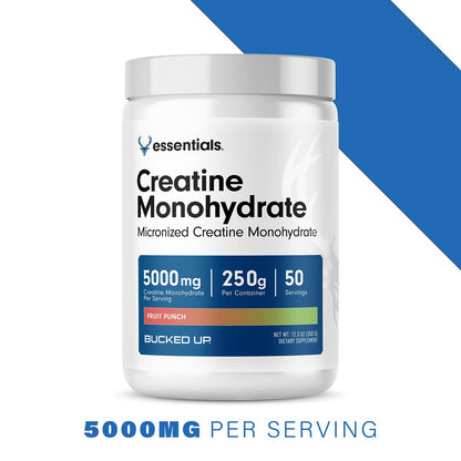 Bucked Up Pure Micronized Creatine Monohydrate for Women and Men - Easy to Mix and Unflavored - 5G Per Serving - 50 Servings - 250 Grams Per Container
